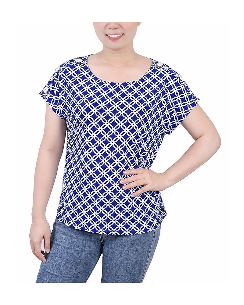 Petite Size Short Extended Sleeve Top Blue $17.05 Tops