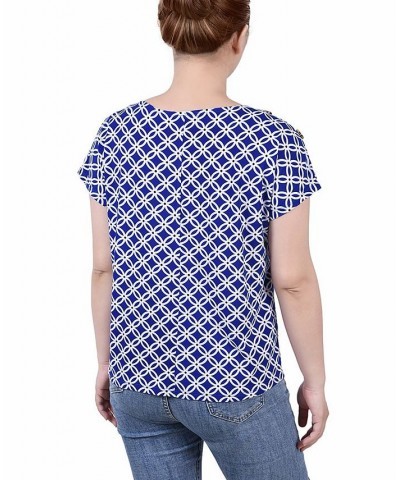 Petite Size Short Extended Sleeve Top Blue $17.05 Tops