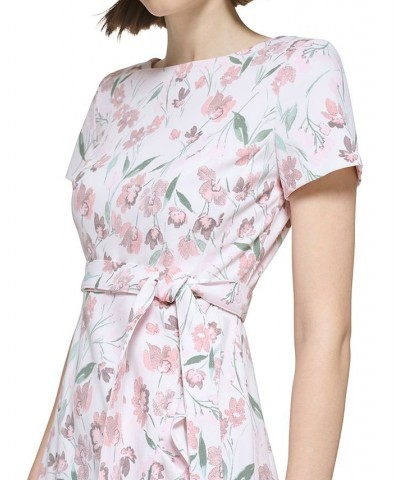 Petite Belted Ruffled Short-Sleeve Dress Blush Multi $31.82 Dresses