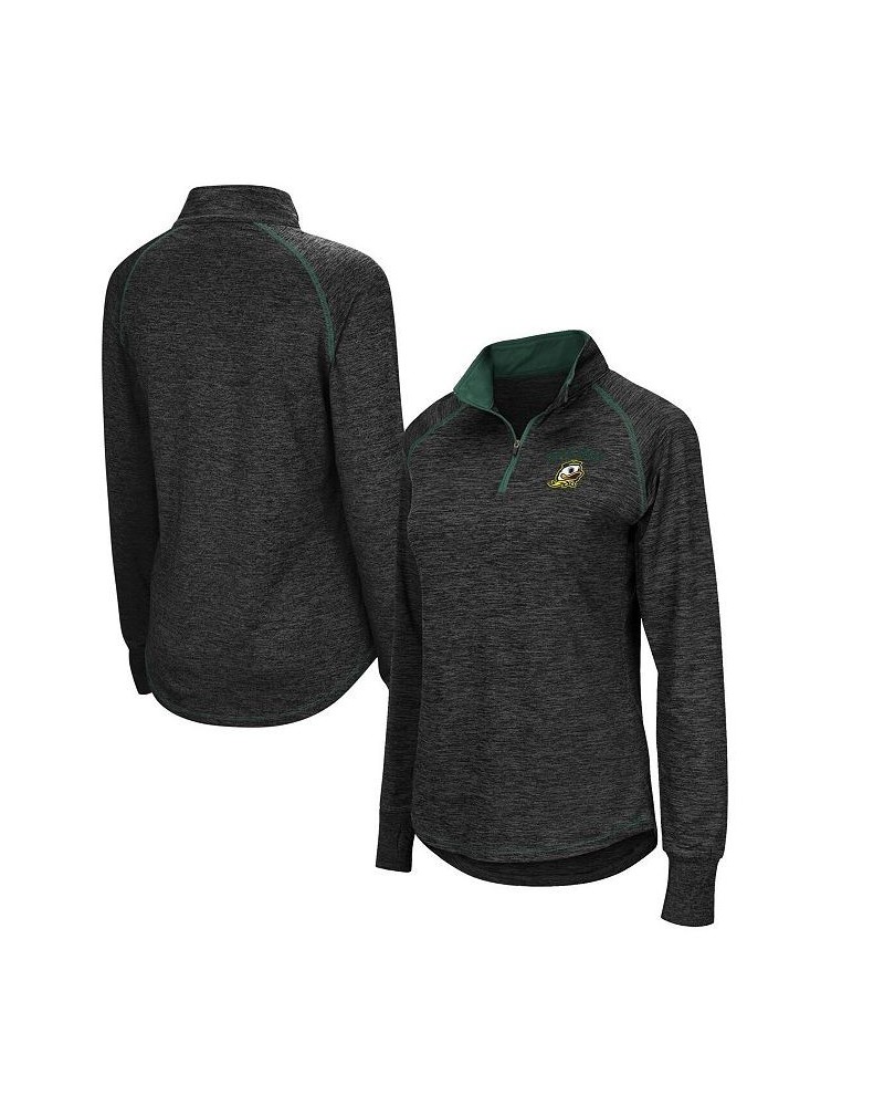 Women's Heathered Black Oregon Ducks Bikram Quarter-Zip Pullover Jacket Black $24.20 Jackets