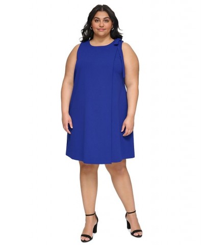 Plus Size Bow-Shoulder Sleeveless Shift Dress Marine $64.07 Dresses