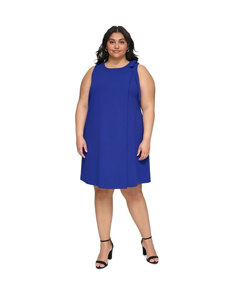 Plus Size Bow-Shoulder Sleeveless Shift Dress Marine $64.07 Dresses