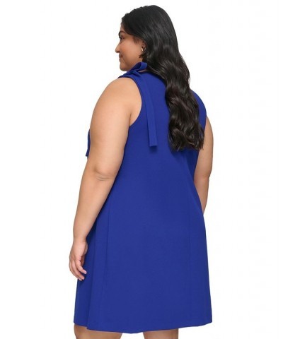 Plus Size Bow-Shoulder Sleeveless Shift Dress Marine $64.07 Dresses