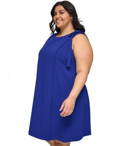 Plus Size Bow-Shoulder Sleeveless Shift Dress Marine $64.07 Dresses