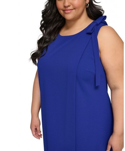 Plus Size Bow-Shoulder Sleeveless Shift Dress Marine $64.07 Dresses