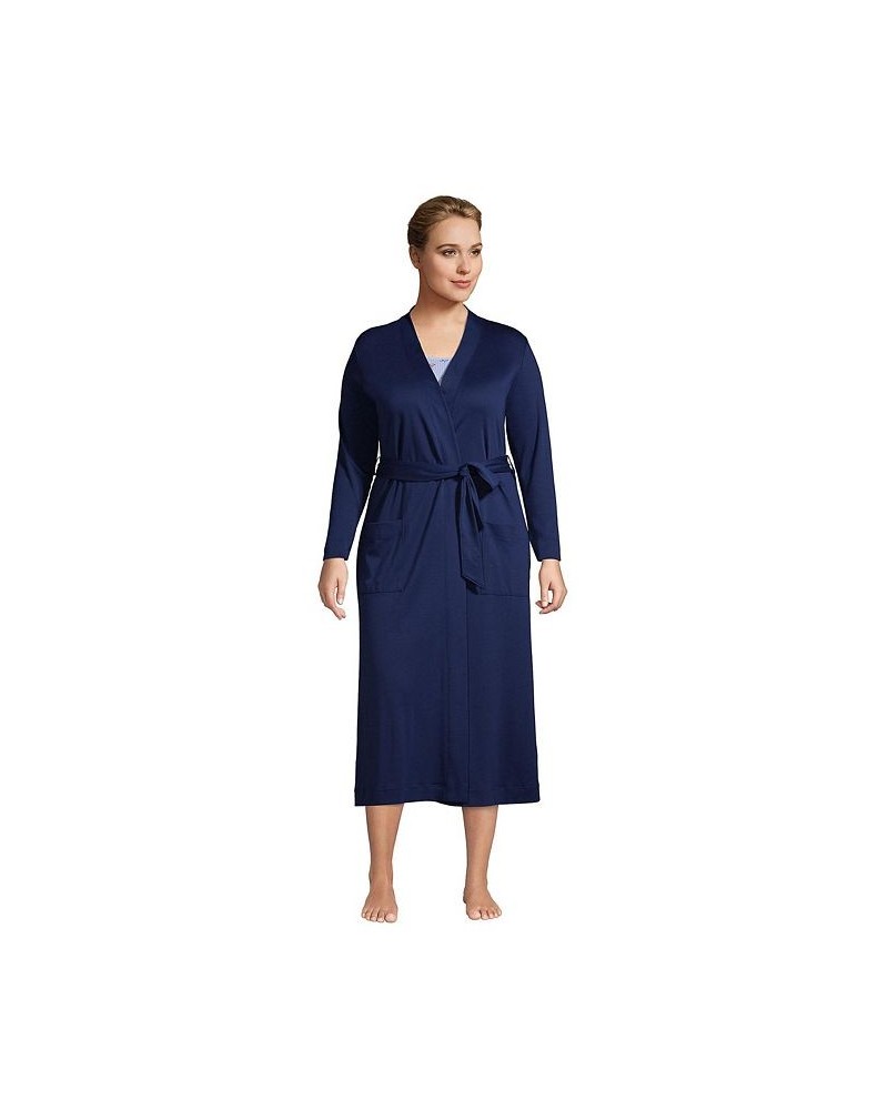 Women's Plus Size Supima Cotton Long Robe Blue $45.98 Sleepwear