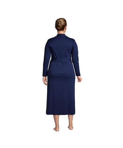 Women's Plus Size Supima Cotton Long Robe Blue $45.98 Sleepwear