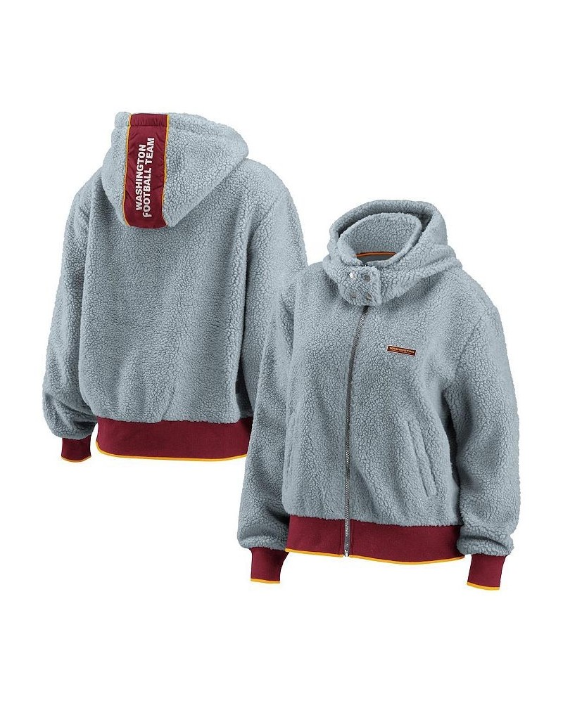 Women's Gray Washington Football Team Sherpa Full-Zip Hoodie Jacket Gray $44.00 Jackets