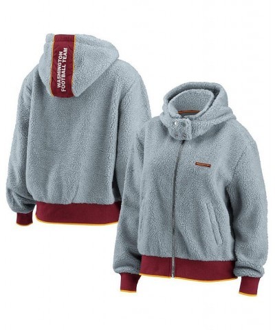 Women's Gray Washington Football Team Sherpa Full-Zip Hoodie Jacket Gray $44.00 Jackets