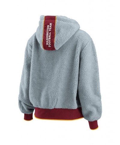 Women's Gray Washington Football Team Sherpa Full-Zip Hoodie Jacket Gray $44.00 Jackets