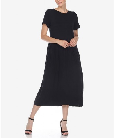 Women's Short Sleeve Maxi Dress Black $31.28 Dresses