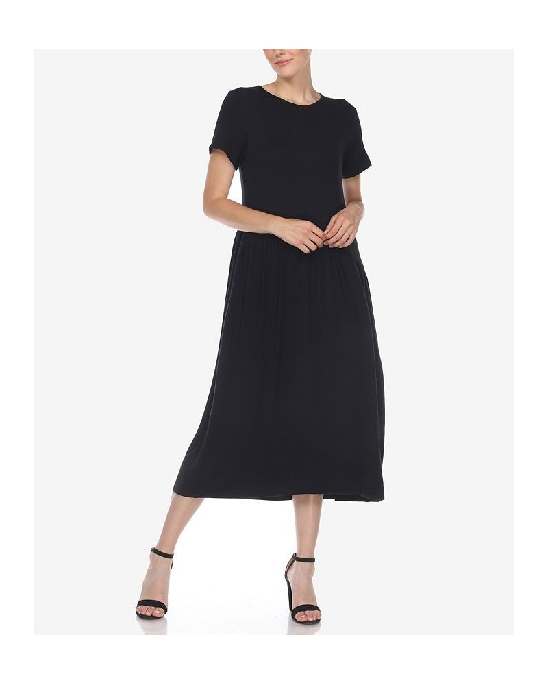 Women's Short Sleeve Maxi Dress Black $31.28 Dresses