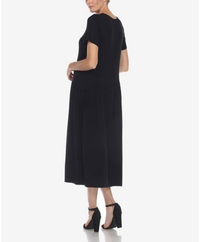 Women's Short Sleeve Maxi Dress Black $31.28 Dresses