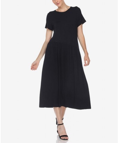 Women's Short Sleeve Maxi Dress Black $31.28 Dresses