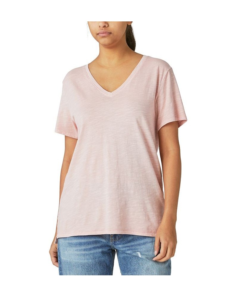 Women's Cotton V-Neck Tee Stonewash $14.71 Tops