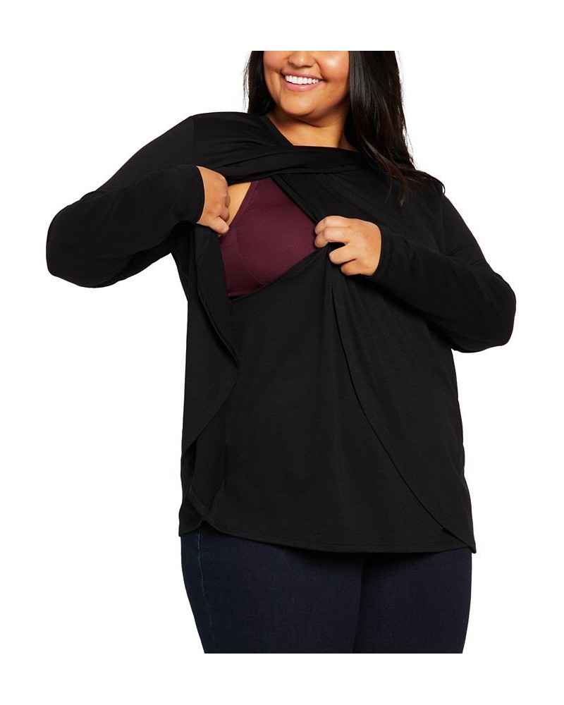 Plus Size Crewneck Nursing T-Shirt Black $25.00 Tops