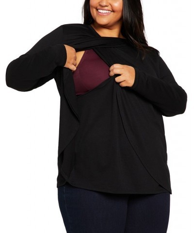 Plus Size Crewneck Nursing T-Shirt Black $25.00 Tops