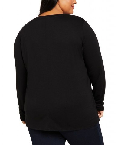 Plus Size Crewneck Nursing T-Shirt Black $25.00 Tops