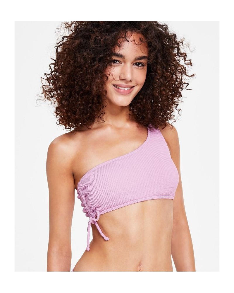 Juniors' One-Shoulder Side-Shirred Bikini Top Purple $20.29 Swimsuits