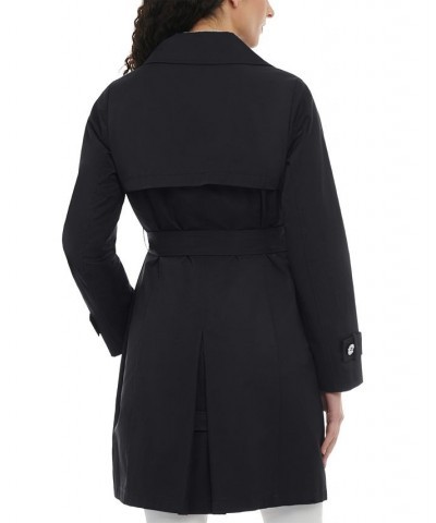 Women's Petite Single-Breasted Belted Trench Coat Black $44.02 Coats