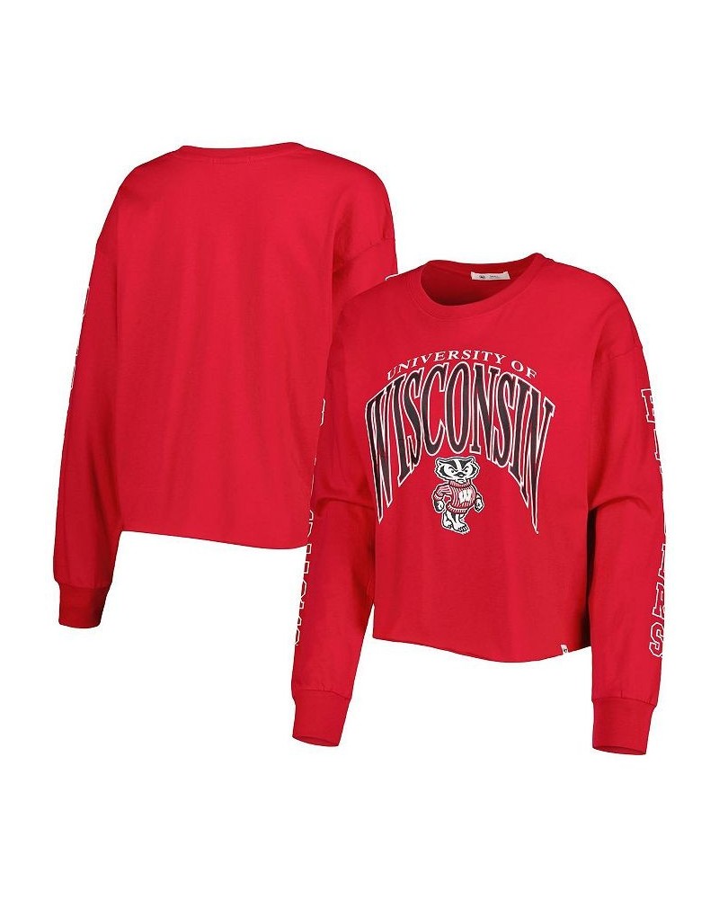 Women's Red Wisconsin Badgers Parkway II Cropped Long Sleeve T-shirt Red $23.52 Tops