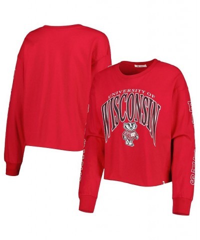 Women's Red Wisconsin Badgers Parkway II Cropped Long Sleeve T-shirt Red $23.52 Tops