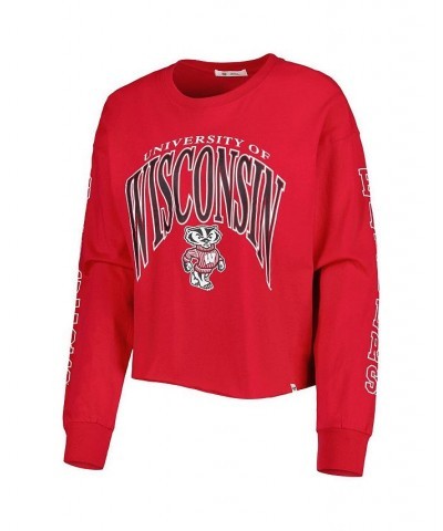 Women's Red Wisconsin Badgers Parkway II Cropped Long Sleeve T-shirt Red $23.52 Tops