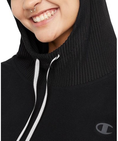 Women's Soft Touch Ribbed Mix Hoodie Black $28.60 Tops