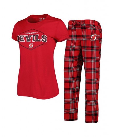 Women's Red Black New Jersey Devils Badge T-shirt and Pants Sleep Set Red, Black $36.03 Pajama