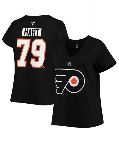 Women's Branded Carter Hart Black Philadelphia Flyers Plus Size Name and Number V-Neck T-shirt Black $25.49 Tops
