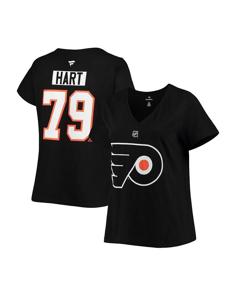 Women's Branded Carter Hart Black Philadelphia Flyers Plus Size Name and Number V-Neck T-shirt Black $25.49 Tops