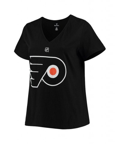 Women's Branded Carter Hart Black Philadelphia Flyers Plus Size Name and Number V-Neck T-shirt Black $25.49 Tops