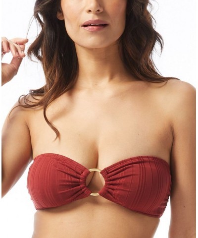 Women's Convertible O-Ring Bandeau Bikini Top Sangria $44.88 Swimsuits