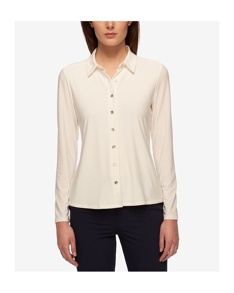 Women’s Point-Collar Blouse White $40.32 Tops