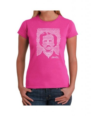 Women's Word Art T-Shirt - Edgar Allen Poe - The Raven Pink $15.12 Tops