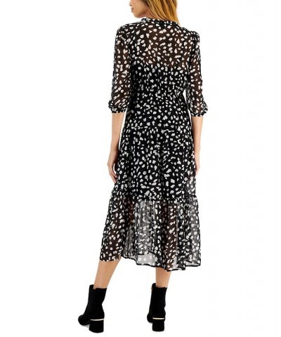 Petite Tiered Maxi Dress Black/White Animal $22.99 Dresses