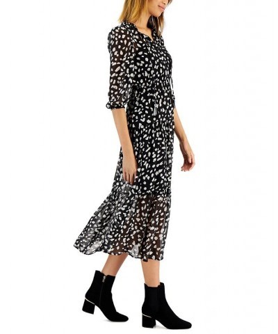 Petite Tiered Maxi Dress Black/White Animal $22.99 Dresses