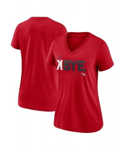 Women's Cleveland Guardians Red K-Bye Tri-Blend V-Neck T-shirt Red $22.50 Tops