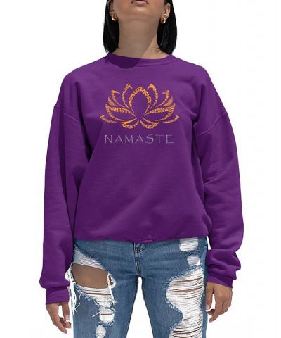 Women's Word Art Crewneck Namaste Sweatshirt Purple $26.99 Tops