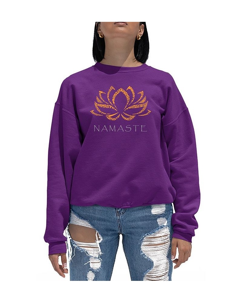 Women's Word Art Crewneck Namaste Sweatshirt Purple $26.99 Tops