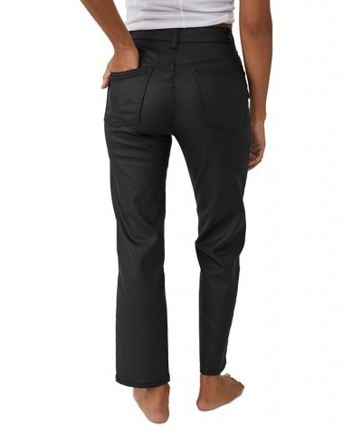 Women's Pacifica Coated Straight-Leg Jeans Coated Black $39.93 Jeans