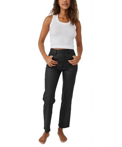 Women's Pacifica Coated Straight-Leg Jeans Coated Black $39.93 Jeans