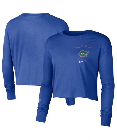 Women's Royal Florida Gators 2-Hit Cropped Long Sleeve T-shirt Royal $22.05 Tops