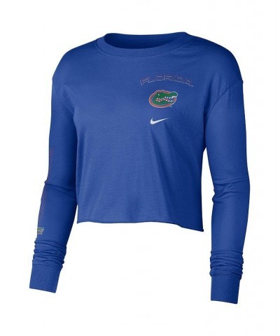 Women's Royal Florida Gators 2-Hit Cropped Long Sleeve T-shirt Royal $22.05 Tops