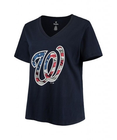 Women's Navy Washington Nationals Plus Size Banner V-Neck T-shirt Navy $18.00 Tops