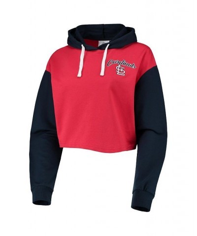 Women's Red Navy St. Louis Cardinals Color-Block Pullover Hoodie and Shorts Lounge Set Red, Navy $44.10 Pajama