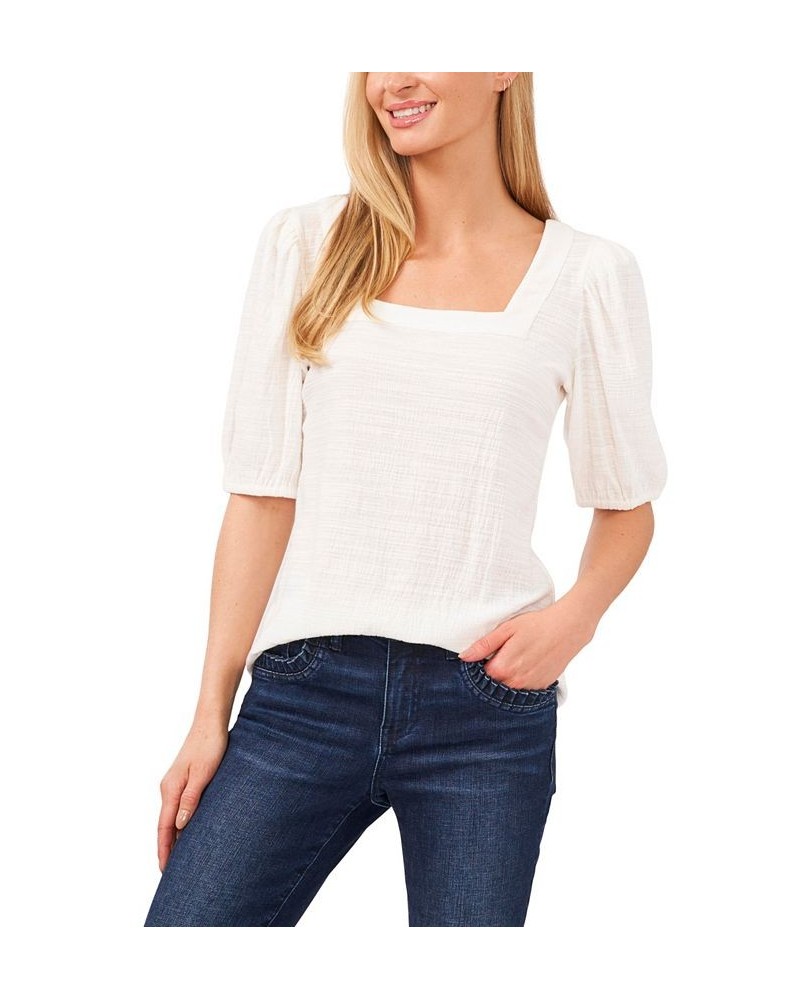 Women's Square Neck Knit Top White $24.52 Tops