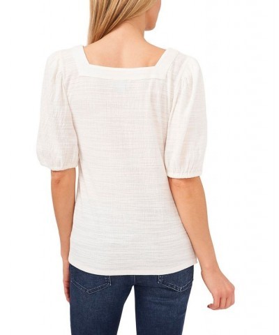 Women's Square Neck Knit Top White $24.52 Tops