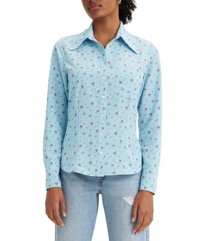 Women's Long-Sleeve Printed Button-Front Top Isabel Floral $37.09 Tops