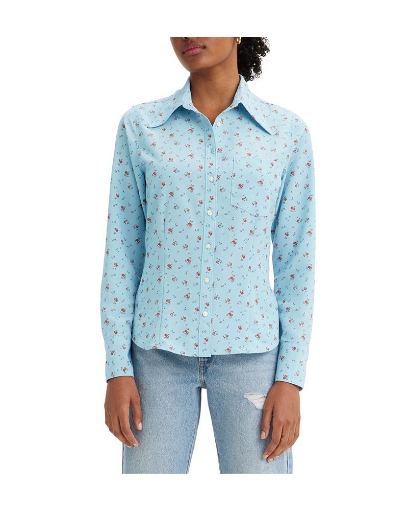 Women's Long-Sleeve Printed Button-Front Top Isabel Floral $37.09 Tops